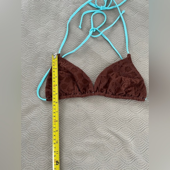 🆕 Free People Michelle Brown and Blue Women's Bikini top size X large - Picture 10 of 11